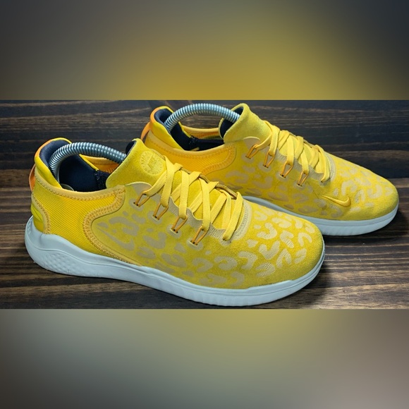 Nike Free Run 2018 Womens Size 8 Shoes Cheetah Yellow Athletic Sneakers - Picture 7 of 8